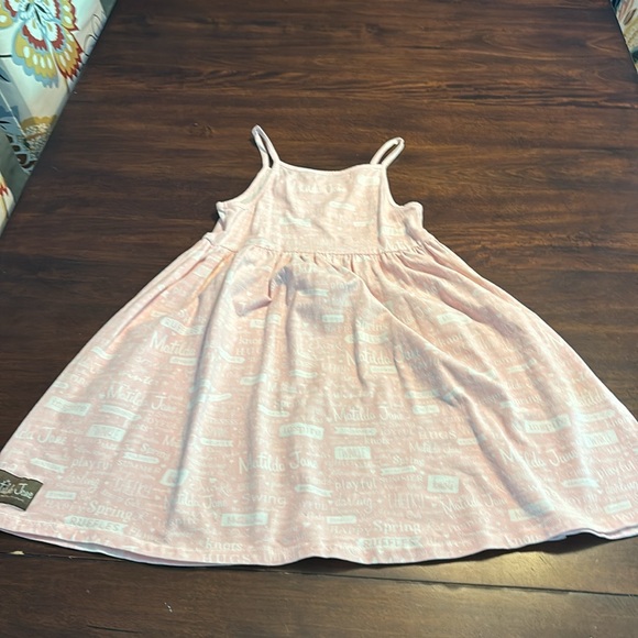 Matilda, Jean, print spaghetti strap, pink white ruffle dress size 10 - Picture 5 of 6